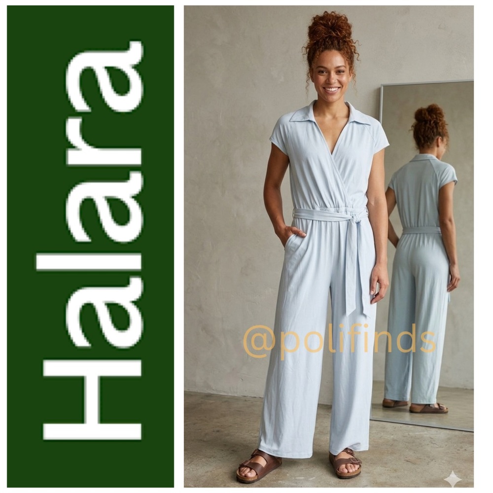 HALARA Blue High Waist Sleeveless V Neck WorkCore Casual  Women’s Jumpsuit